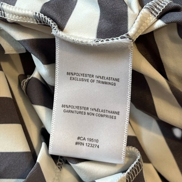 LOLE Dress Size Large Grey White Horizontal Stripes Pockets Casual Cap Sleeves - Picture 11 of 13